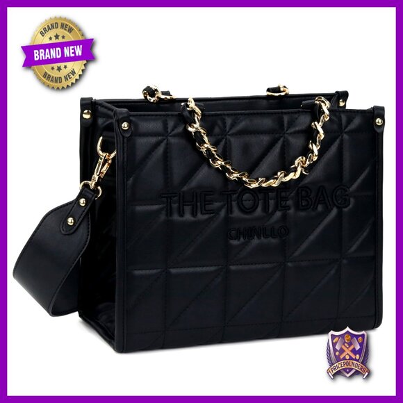 Handbags - Quilted Tote Bag with Detachable Shoulder Strap Elegant Retro Minimal Purse